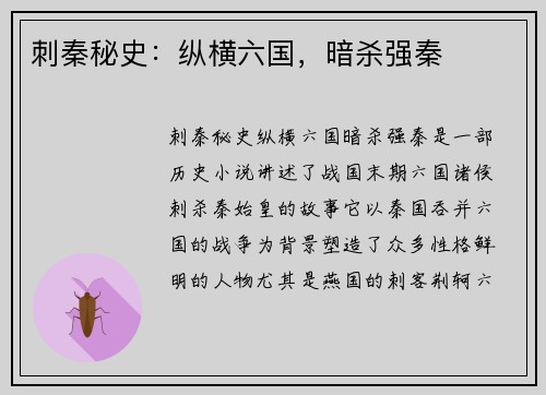 刺秦秘史：纵横六国，暗杀强秦